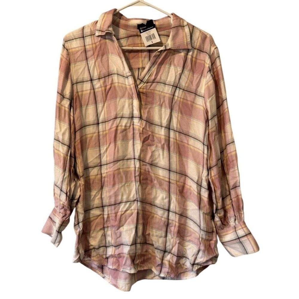 Chaps V Neck Long Sleeve Flannel Shirt Size Small Modern‎ Designer